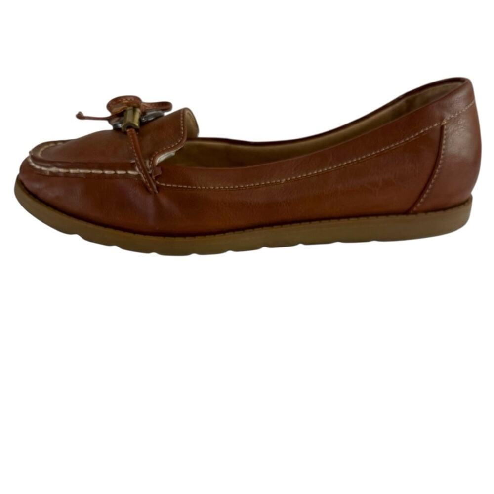 Naturalizer Brown Leather Loafers Size 10 Comfort Slip-On Flats with Bow Detail